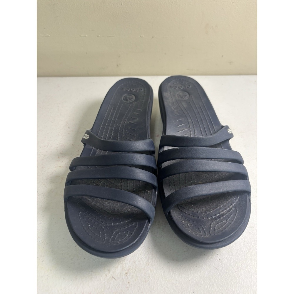 Crocs Rhonda Wedge Pump Women's Slides Sandals Slip On Comfort Navy Size 11